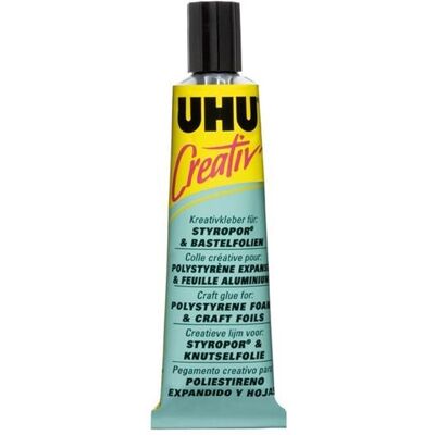 Colle UHU, Polystyrène Expanse & Feuille Aluminium 33ml - Publicité Colle UHU, Polystyrène Expanse & Feuille Aluminium 33ml - Publicité