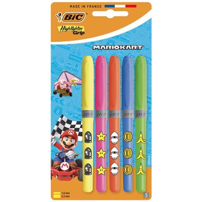 Blister de 5 Surligneurs Bic Highlighter Grip Décor Super Mario Multicolore - Publicité Blister de 5 Surligneurs Bic Highlighter Grip Décor Super Mario Multicolore - Publicité