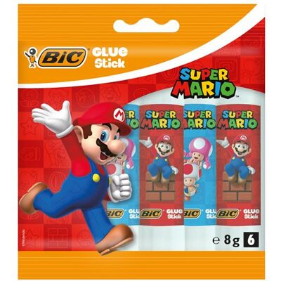 Pack de 6 batons de colle BIC Super Mario 8 g Multicolore - Publicité Pack de 6 batons de colle BIC Super Mario 8 g Multicolore - Publicité