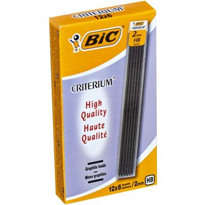 Etui de 6 mines Bic Criterium HB 2 mm - Publicité Etui de 6 mines Bic Criterium HB 2 mm - Publicité
