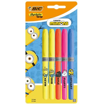 Blister 5 surligneurs BIC Minions couleurs assortis Multicolore - Publicité Blister 5 surligneurs BIC Minions couleurs assortis Multicolore - Publicité