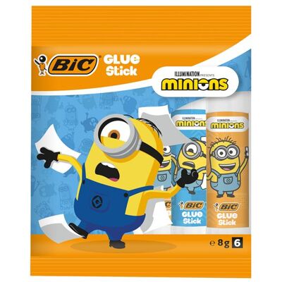 Pochette de 6 bâtons de colle BIC Minions Multicolore - Publicité Pochette de 6 bâtons de colle BIC Minions Multicolore - Publicité