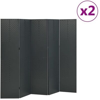 Non communiqué vidaXL Cloisons de séparation 5 panneaux 2 pcs Anthracite 200x180 cm Anthracite - Publicité Non communiqué vidaXL Cloisons de séparation 5 panneaux 2 pcs Anthracite 200x180 cm Anthracite - Publicité