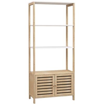 Non communiqué Meuble de Salle de Bain avec 3 étagères en Bambou 1 Placard avec Portes à Lattes 63 x 30 x 138 cm Bois Naturel et Blanc Beige - Publicité Non communiqué Meuble de Salle de Bain avec 3 étagères en Bambou 1 Placard avec Portes à Lattes 63 x 30 x 138 cm Bois Naturel et Blanc Beige - Publicité