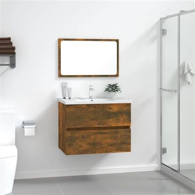 Ensemble de meubles de salle de bain en chêne fumé vidaXL 2 pièces - Meubles de salle de bain - Publicité Ensemble de meubles de salle de bain en chêne fumé vidaXL 2 pièces - Meubles de salle de bain - Publicité