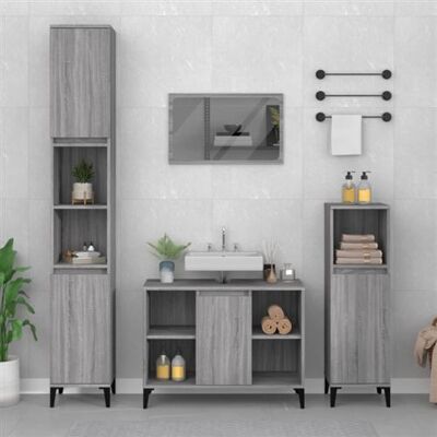 Ensemble de meubles de bain gris Sonoma vidaXL - 3 pièces - Publicité Ensemble de meubles de bain gris Sonoma vidaXL - 3 pièces - Publicité