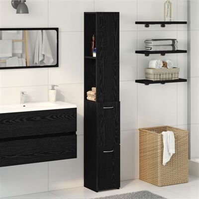 vidaXL Armoire de salle de bain noire - Design moderne, bois durable, 2 compartiments - Publicité vidaXL Armoire de salle de bain noire - Design moderne, bois durable, 2 compartiments - Publicité
