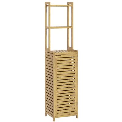 Non communiqué Meuble colonne salle de bain style naturel porte niche 4 étagères bambou Beige - Publicité Non communiqué Meuble colonne salle de bain style naturel porte niche 4 étagères bambou Beige - Publicité