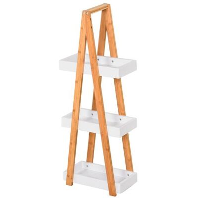 HOMCOM Etagère en bambou de salle de bain étagère debout 3 paniers dim. 30L x 18l x 81H cm bambou MDF blanc Blanc - Publicité HOMCOM Etagère en bambou de salle de bain étagère debout 3 paniers dim. 30L x 18l x 81H cm bambou MDF blanc Blanc - Publicité