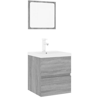 Set de salle de bains ALTRO Cemento avec lavabo et miroir - Publicité Set de salle de bains ALTRO Cemento avec lavabo et miroir - Publicité