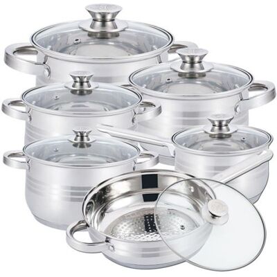 Non communiqué Batterie de Cuisine 12 Pièces en Acier Inoxydable Herzberg HG1241-IX acier inoxydable - Publicité Non communiqué Batterie de Cuisine 12 Pièces en Acier Inoxydable Herzberg HG1241-IX acier inoxydable - Publicité