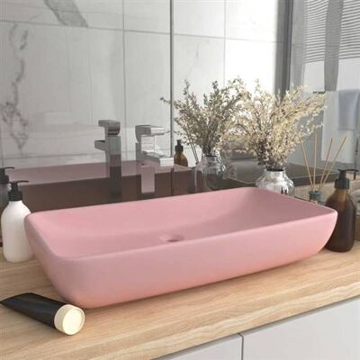 Lavabo de luxe rectangulaire rose mat vidaXL 71x38 cm - Lavabo - Publicité Lavabo de luxe rectangulaire rose mat vidaXL 71x38 cm - Lavabo - Publicité