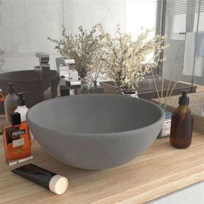 vidaXL Lavabo Rond en Céramique Gris Clair de Luxe - Lavabo - Publicité vidaXL Lavabo Rond en Céramique Gris Clair de Luxe - Lavabo - Publicité