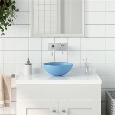 vidaXL Lavabo de salle de bain en céramique bleu clair rond - Lavabo - Publicité vidaXL Lavabo de salle de bain en céramique bleu clair rond - Lavabo - Publicité