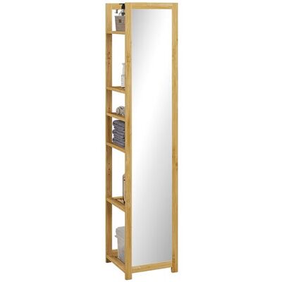 Non communiqué Étagère de salle de bain grand miroir 2 en 1 - 6 étagères - dim. 35L x 35l x 168H cm - bambou - Publicité Non communiqué Étagère de salle de bain grand miroir 2 en 1 - 6 étagères - dim. 35L x 35l x 168H cm - bambou - Publicité