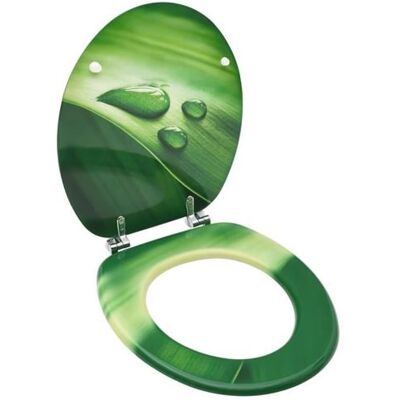 vidaXL Siège de toilette avec couvercle MDF Vert motif goutte d'eau - Siège de WC - Publicité vidaXL Siège de toilette avec couvercle MDF Vert motif goutte d'eau - Siège de WC - Publicité