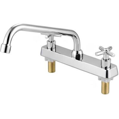 Non communiqué Robinet à Plaque 3 Trous Entraxe 254mm avec Poignées Croisées et Bec Fixe Courbé Avizar Argent - Publicité Non communiqué Robinet à Plaque 3 Trous Entraxe 254mm avec Poignées Croisées et Bec Fixe Courbé Avizar Argent - Publicité