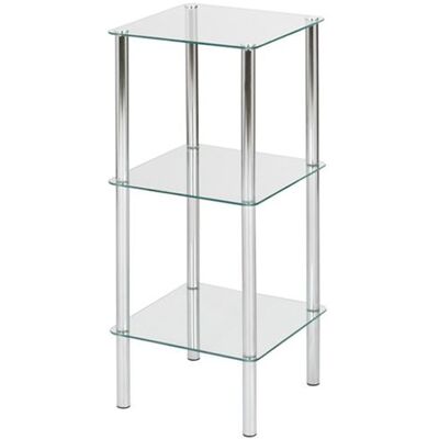 Non communiqué Etagere salle de bain en Tube d'acier Chrome Verre trempe, Dim : L39 x P39 x H77 cm -PEGANE- chrome - Publicité Non communiqué Etagere salle de bain en Tube d'acier Chrome Verre trempe, Dim : L39 x P39 x H77 cm -PEGANE- chrome - Publicité