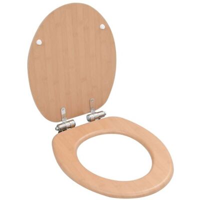 Siège de toilette vidaXL avec couvercle à fermeture douce - Design bambou - Publicité Siège de toilette vidaXL avec couvercle à fermeture douce - Design bambou - Publicité