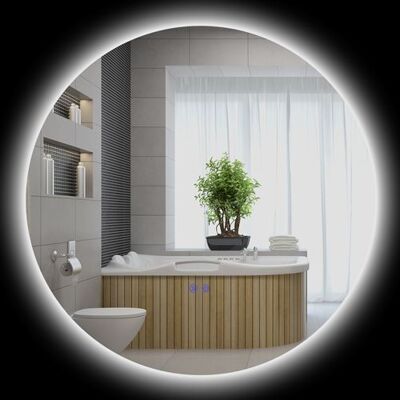 Non communiqué Miroir rond lumineux LED réglable de salle de bain dia. 80 cm interrupteur tactile fonction antibuée gris Gris - Publicité Non communiqué Miroir rond lumineux LED réglable de salle de bain dia. 80 cm interrupteur tactile fonction antibuée gris Gris - Publicité