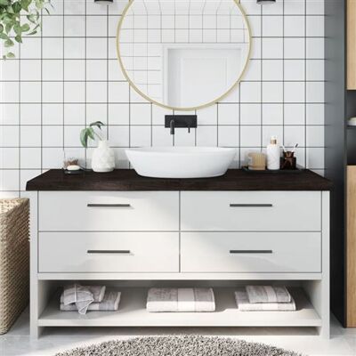 Plan de toilette de salle de bain en chêne gris foncé vidaXL - Plan de travail - Publicité Plan de toilette de salle de bain en chêne gris foncé vidaXL - Plan de travail - Publicité