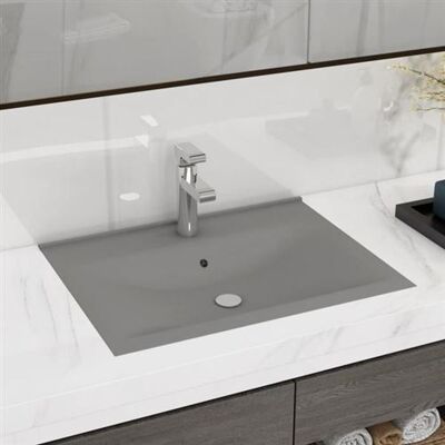 Lavabo de luxe vidaXL avec trou pour robinet Gris clair - Lavabo - Publicité Lavabo de luxe vidaXL avec trou pour robinet Gris clair - Lavabo - Publicité