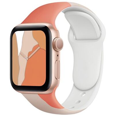 Bracelet pour Watch 42/44/45mm en TPU Patchwork Eko Blanc / Rose - Publicité Bracelet pour Watch 42/44/45mm en TPU Patchwork Eko Blanc / Rose - Publicité