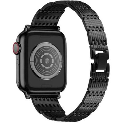 Bracelet pour Watch 42/44/45mm en acier inoxydable Strass Eko Noir - Publicité Bracelet pour Watch 42/44/45mm en acier inoxydable Strass Eko Noir - Publicité