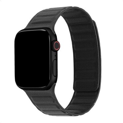 Accezz Bracelet en cuir véritable magnétique pour Watch 44/45/46/49 mm - Noir - Publicité Accezz Bracelet en cuir véritable magnétique pour Watch 44/45/46/49 mm - Noir - Publicité