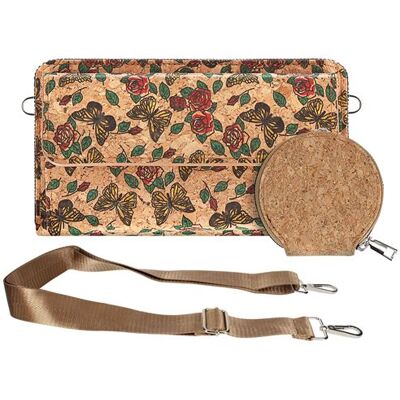 Non communiqué Pochette en Liège Bandoulière Double Poche Magnétique Motif Papillon Avizar Multicolore - Publicité Non communiqué Pochette en Liège Bandoulière Double Poche Magnétique Motif Papillon Avizar Multicolore - Publicité