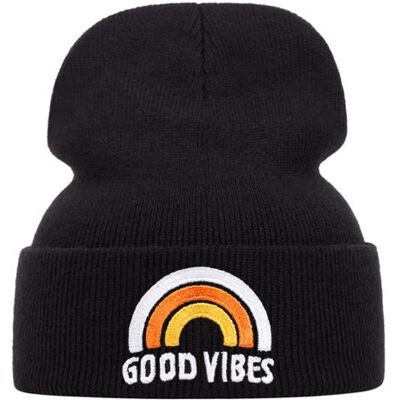 Non communiqué Good vibes broderie tricot chapeau hiver chaud hommes femmes extérieur tricot chapeau noir livraison gratuite - Publicité Non communiqué Good vibes broderie tricot chapeau hiver chaud hommes femmes extérieur tricot chapeau noir livraison gratuite - Publicité