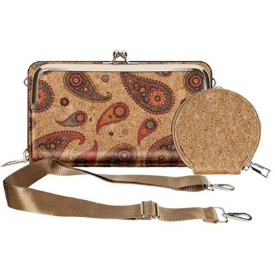 Non communiqué Pochette Liège Bandoulière Double Poche Porte monnaie Motif Cachemire Avizar Multicolore - Publicité Non communiqué Pochette Liège Bandoulière Double Poche Porte monnaie Motif Cachemire Avizar Multicolore - Publicité