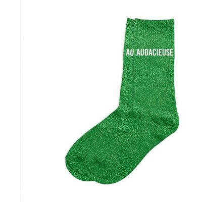 Non communiqué Chaussettes - Femme - Vert avec paillettes - Audacieuse - Taille 36/42 - Humour - Cadeau - Publicité Non communiqué Chaussettes - Femme - Vert avec paillettes - Audacieuse - Taille 36/42 - Humour - Cadeau - Publicité