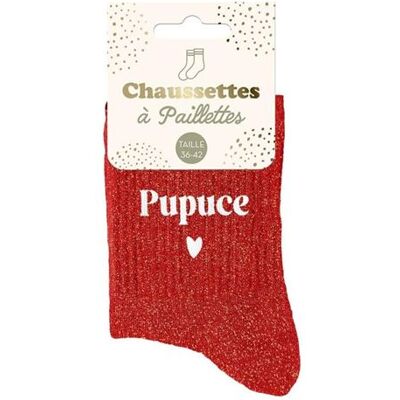 Non communiqué Chaussettes - Femme - Rouge avec paillettes - Pupuce - Taille 36/42 - Humour - Cadeau - Publicité Non communiqué Chaussettes - Femme - Rouge avec paillettes - Pupuce - Taille 36/42 - Humour - Cadeau - Publicité