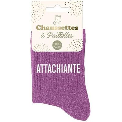 Non communiqué Chaussettes - Femme - Violet avec paillettes - Attachiante - Taille 36/42 - Humour - Cadeau - Publicité Non communiqué Chaussettes - Femme - Violet avec paillettes - Attachiante - Taille 36/42 - Humour - Cadeau - Publicité