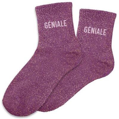 Non communiqué Chaussettes - Femme - Violet avec paillettes - Géniale - Taille 36/42 - Humour - Cadeau violet - Publicité Non communiqué Chaussettes - Femme - Violet avec paillettes - Géniale - Taille 36/42 - Humour - Cadeau violet - Publicité
