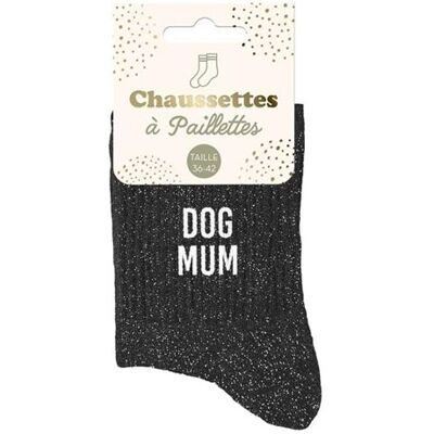 Non communiqué Chaussettes - Femme - Noir avec paillettes - Dog Mum - Taille 36/42 - Humour - Cadeau - Publicité Non communiqué Chaussettes - Femme - Noir avec paillettes - Dog Mum - Taille 36/42 - Humour - Cadeau - Publicité
