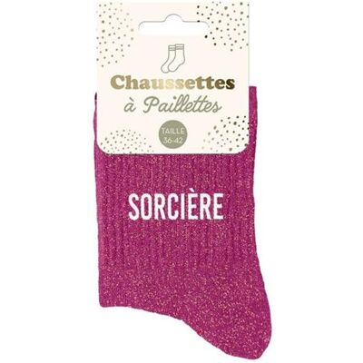 Non communiqué Chaussettes - Femme - Rose avec paillettes - Sorcière - Taille 36/42 - Humour - Cadeau - Publicité Non communiqué Chaussettes - Femme - Rose avec paillettes - Sorcière - Taille 36/42 - Humour - Cadeau - Publicité
