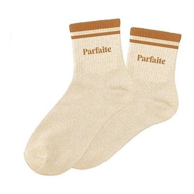Non communiqué Chaussettes - Femme - Beige avec paillettes avec bandes marron - Parfaite - Taille 36/42 - Publicité Non communiqué Chaussettes - Femme - Beige avec paillettes avec bandes marron - Parfaite - Taille 36/42 - Publicité