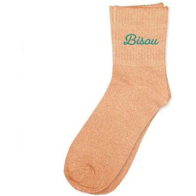 Non communiqué Chaussettes - Femme - Orange avec paillettes - Brodées - Bisou - Taille 36/42 - Humour - Cadeau - Publicité Non communiqué Chaussettes - Femme - Orange avec paillettes - Brodées - Bisou - Taille 36/42 - Humour - Cadeau - Publicité