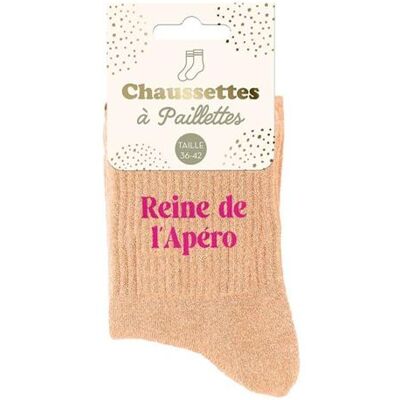 Non communiqué Chaussettes - Femme - Orange avec paillettes - Reine de l'apéro - Taille 36/42 - Humour - Cadeau - Publicité Non communiqué Chaussettes - Femme - Orange avec paillettes - Reine de l'apéro - Taille 36/42 - Humour - Cadeau - Publicité