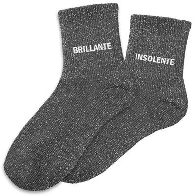 Non communiqué Chaussettes - Femme - Gris avec paillettes - Brillante insolente - Taille 36/42 - Humour - Cadeau - Publicité Non communiqué Chaussettes - Femme - Gris avec paillettes - Brillante insolente - Taille 36/42 - Humour - Cadeau - Publicité