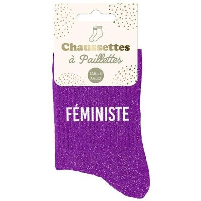Non communiqué Chaussettes - Femme - Violet avec paillettes - Féministe - Taille 36/42 - Humour - Cadeau - Publicité Non communiqué Chaussettes - Femme - Violet avec paillettes - Féministe - Taille 36/42 - Humour - Cadeau - Publicité