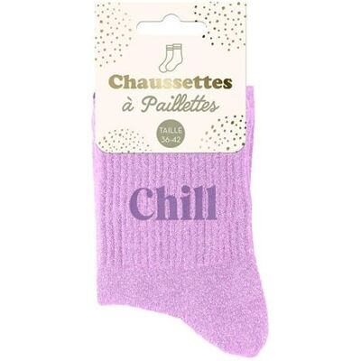 Non communiqué Chaussettes - Femme - Rose avec paillettes - Chill - Taille 36/42 - Humour - Cadeau - Publicité Non communiqué Chaussettes - Femme - Rose avec paillettes - Chill - Taille 36/42 - Humour - Cadeau - Publicité