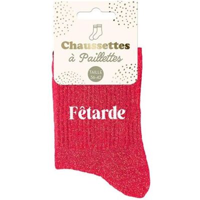 Non communiqué Chaussettes - Femme - Rouge avec paillettes - Fêtarde - Taille 36/42 - Humour - Cadeau - Publicité Non communiqué Chaussettes - Femme - Rouge avec paillettes - Fêtarde - Taille 36/42 - Humour - Cadeau - Publicité