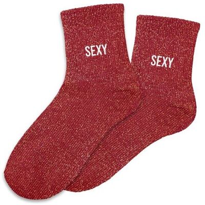Non communiqué Chaussettes - Femme - Rouge avec paillettes - Sexy - Taille 36/42 - Humour - Cadeau - Publicité Non communiqué Chaussettes - Femme - Rouge avec paillettes - Sexy - Taille 36/42 - Humour - Cadeau - Publicité