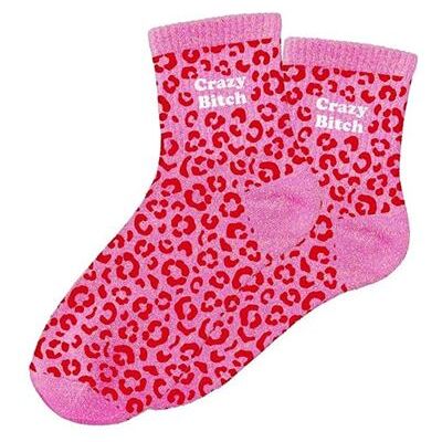 Non communiqué Chaussettes - Femme - Motif léopard avec paillettes - Crazy bitch - Taille 36/42 - Humour - Cadeau - Publicité Non communiqué Chaussettes - Femme - Motif léopard avec paillettes - Crazy bitch - Taille 36/42 - Humour - Cadeau - Publicité
