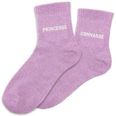 Non communiqué Chaussettes - Femme - Violet avec paillettes - Princesse connasse - Taille 36/42 - Humour - Cadeau - Publicité Non communiqué Chaussettes - Femme - Violet avec paillettes - Princesse connasse - Taille 36/42 - Humour - Cadeau - Publicité