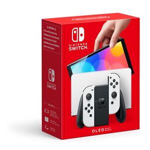 Nintendo Switch (modèle OLED) avec station d’accueil et manettes Joy-Con blanches Blanc - Publicité