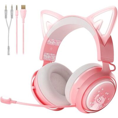 Somic GS510 Casque de Jeu avec Micro rétractable antibruit, Son stéréo 7.1, Couvre Visage pour PC, PS4, PS5, Xbox One, Rose - Publicité Somic GS510 Casque de Jeu avec Micro rétractable antibruit, Son stéréo 7.1, Couvre Visage pour PC, PS4, PS5, Xbox One, Rose - Publicité
